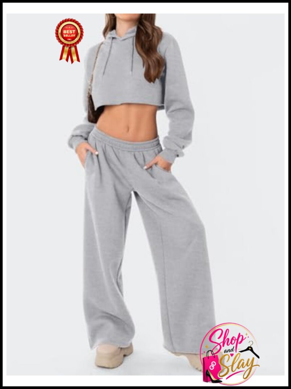 Fleece Wide Leg Sweatpants Low Rise Drawstring Pockets Lounge - Picture 3 of 6